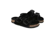 AUSTRALIAN SHEPHERD UGG Women Adjustable Buckle Fluffy Sandal Slides Myla Black