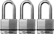 M5XTRILH Magnum Heavy Duty Outdoor Padlock with Key, 3 Pack Keyed-Alike, Silver