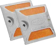 Happyyami 2Pcs Reflective Road Markers Durable Aluminum Safety Sign for Driveway Highway Easy Installation Reflectors for Trailers Golf Carts and Mailboxes