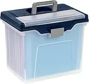 Office Depot Large Mobile File Box, Letter Size, 11 5/8in.H x 13 3/6in.W x 10in.D, Clear/Blue, 110988 Basic Version Clear