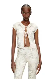 [Diesel] Diesel - Tie top with mixed camo prints - T-Shirts - Woman - Beige M Beige