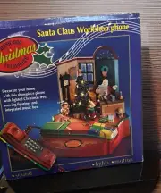 Music Box Christmas Telephone Santa Claus Workshop Phone Lights Motion Sound.NEW