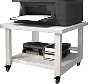 2-Tier Movable Printer Stand,Under Desk Laser Printer Copier Stand Cart on Wheels,Storage Floor-Standing Holder for Home Office(White,60 * 50 * 50cm)