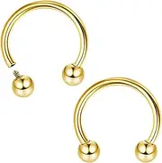 [Milacolato] 16g Septum Rings for Women Men | Implant Grade G23 Titanium Septum Ring | Internally Threaded Horseshoe Circular Barbell Piercing Jewelry for Nose Lip Tragus Eyebrow Helix Daith | 2pcs