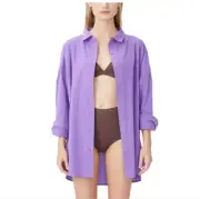 COTTON-ON BODY, WOMEN'S L, PERIWINKLE PURPLE SWING BEACH SHIRT, NEW $39.99 TAGS