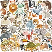 50 Pcs Hand-Painted Animals Stickers for Kid Teens Girls Boys Adults,Watercolor Animals Stickers for Laptop,Water Bottles,Bicycle,Skateboard,Computer,Waterproof Vinyl for Wall,Graffiti Stickers Pack