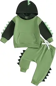 [LIOMENGZI] Infant Baby Boys Hooded Clothes Set Print Color Block Sweatshirt Pants Set Toddler Baby Boy Fall Winter Outfit