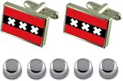 [Select Gifts] Shirt Dress Studs Amsterdam City Netherlands Flag Cufflinks