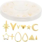 SEWACC DIY Nail Decoration Set 120 Pcs Rose Gold Nail Studs Circle Square Triangle Oval Hollow Frame Mix Colors Fashion Nail Art Accessories