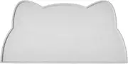 Cat Food Mat, Silicone Pet Feeding Mat for Floor Non-Slip Waterproof Dog Water Bowl Tray Cushion (17" x 10", Light Gray)