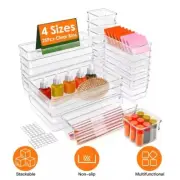 25PCS Clear Plastic Drawer Organizer Set Desk Drawer Dividers Trays Storage Bins