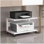 Printer Table Under Desk Printer Shelf File Organizer Copy Scanner All-in-One Stand Multi-Functional Tray with Wheels Printer Cart(White)