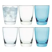 6pc Porto Estelle 300ml Glass Tumbler Water/Juice Drinking Cup Set Round Blue