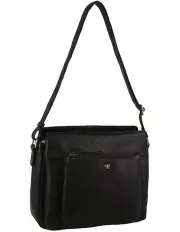 [PIERRE CARDIN] Leather Cross-Body Bag in Black