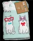 2 Deborah Connolly Cats in Glasses Bow Ties Bandanas Velour Fingertip Towels NWT