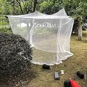 Outdoor Camping Mosquito Net, Large Size White Mesh Insect Netting with Storage Bag for Camping, Picnic, Outdoor Trips (No-Opening 83"x79"x71")