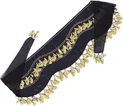 [Yardenfun] Belt Pendant Pendant Household Stretch Belt Women's Stretch Belt Dance Party Scarf Handicraft Decoration Dance Party Tassel Dance Belt Scarf Beauty Hook Chiffon Black