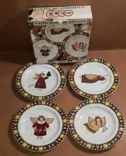 Plates Salad/Dessert Set of 4 Sakura Ceramic Debbie Mumm "Gathering of Angels"