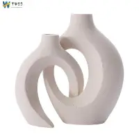 在飛比找蝦皮商城精選優惠-用於農舍裝飾的家居裝飾的陶瓷花瓶 2 件套,波西米亞風現代裝