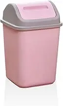 Plastic Swing Lid Bin Home Rubbish Waste Dustbin Large Capacity Kitchen Floor Garbage Basket Rectangle Shape Trash Can Pink