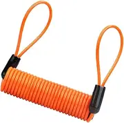 Oshhni Lock Reminder Cable, Disc Reminder Coil Cable, 1.2M Motorcycle Reminder Cable, Disc Lock Cable for ATV, Vehicle, Scooter, Orange