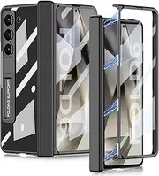 Case for Samsung Galaxy Z Fold6, Durable and Shockproof Transparent Fold6 Case Built-in Screen Protector and Stan (Black,for Galaxy Z Fold6)