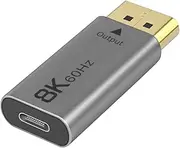USB C to DisplayPort Adapter, USB Type C 3.1 Input to DP Ouput Converter 8K@60HZ USBC Thunderbolt 4/3 Adapter for New MacBook Pro,Mac Air,Chromebook Pixel(1pcs)