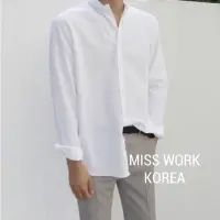 在飛比找蝦皮購物優惠-Miss work正韓男裝服飾 白色襯衫 正韓襯衫 無領襯衫