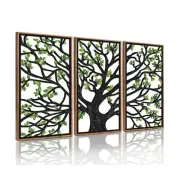 CHDITB Wooden Tree of Life Framed Wall Art(Set of 3, 16"x32"), 3 Panel Rustic...