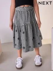 Black/White 100% Cotton Gingham Boho Skirt (3-16yrs) (E43873) | $46 - $57