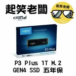 【全新含稅】美光 P3 PLUS 1T 1TB GEN4固態硬碟 五年保固(CT1000P3PSSD8)