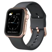 For Apple Watch Series 3,42-mm Case,Pin Buckle Silicone Watch Band,Dark Grey