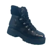 Steve Madden Boots Women's 10 Chunky Platform Black Sueden Leather Gorpcore NEW