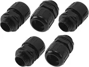 X AUTOHAUX M20x1.5 Cable Glands 15.8mm / 0.62" Waterproof Bellows Straight Connector PA6 Nylon Black 5 Pcs
