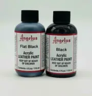 Angelus Brand Leather Paint 4 oz - Flat Black, Flat White, Black & White