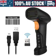 2 in 1 2.4G Wireless Handheld 1D Barcode Scanner Bar Code Reader USB Receiver AU