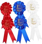 FUNOMOCYA 6 Pcs Award Ribbons Set Participation Medal Ribbons for Sports Events White Badges for Contest Recognition Quality Satin and Tinplate Craftsmanship