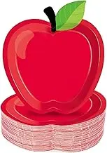 50PCS Red Apple Party Paper Plates Decorations Back to School Paper Plates First Day of School Party Supplies Schools Disposable Tableware for 50 Guests for Christmas Kindergarten Preschool 6.6X7.4