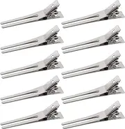 50 Pack Hairdressing Double Prong Pin Curl Setting Section 1.8 Inches Hair Clips Metal Alligator Clips Silver Hairpins for Hair Extensions (Silver)