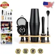 Complete 11-Piece Bartending Kit in Elegant Matte Black – Perfect for Home Bars