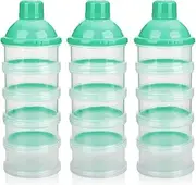 Accmor Baby Milk Powder Formula Dispenser, Non-Spill Smart Stackable Baby Feeding Travel Storage Container, BPA Free, 5 Compartments,3 Pack