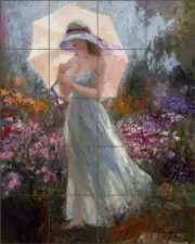 Figurative Tile Backsplash Nenad Mirkovich Garden Art Ceramic Mural NMA007