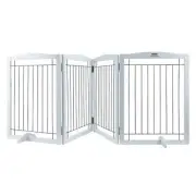 Freestanding Dog Gate 32 Inch High 96 Inch For Wide 4 Panel Foldable Pet Barrier