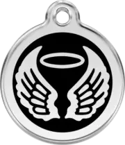 Red Dingo Enamel Angel Wings Tag - Black - Lifetime Guarantee - Cat, Dog, Pet ID