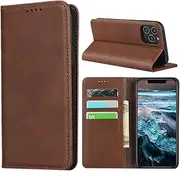 [Cavor] for iPhone 12 Case,iPhone 12 Pro Case,Cowhide Pattern Leather Case Magnetic Wallet Cover with Card Slots(6.1")-Dark Brown