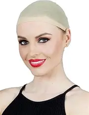 2 x Wig Caps - Nude Unisex Stocking Wig Liner Cap Nylon Mesh Beige