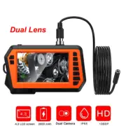 Dual Lens Borescope 1080P Industrial Endoscope Sewer Inspection Camera IP67 4.3"