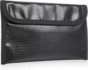 Fireproof Document Bag Zipper Closure Cash Safe Storage Waterproof Pouch with Sticky Strip for Certificates Money Cards Passport Jewelry Valuables Home Office Travel Use