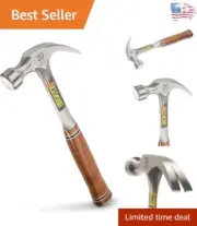 American-Made 20 oz Curved Claw Hammer with Leather Grip and Balanced Design