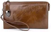 [YANYUESHOP] Brown Men's Handbag，Clutch Bag Organizer Purse Casual Business Phone Bag Size 23 X 14 X 3 cm